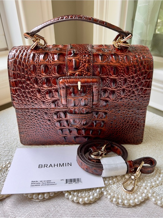 Brahmin Handbags - NWT Brahmin Leather SMALL HALLIE Satchel Bag, Pecan Melbourne